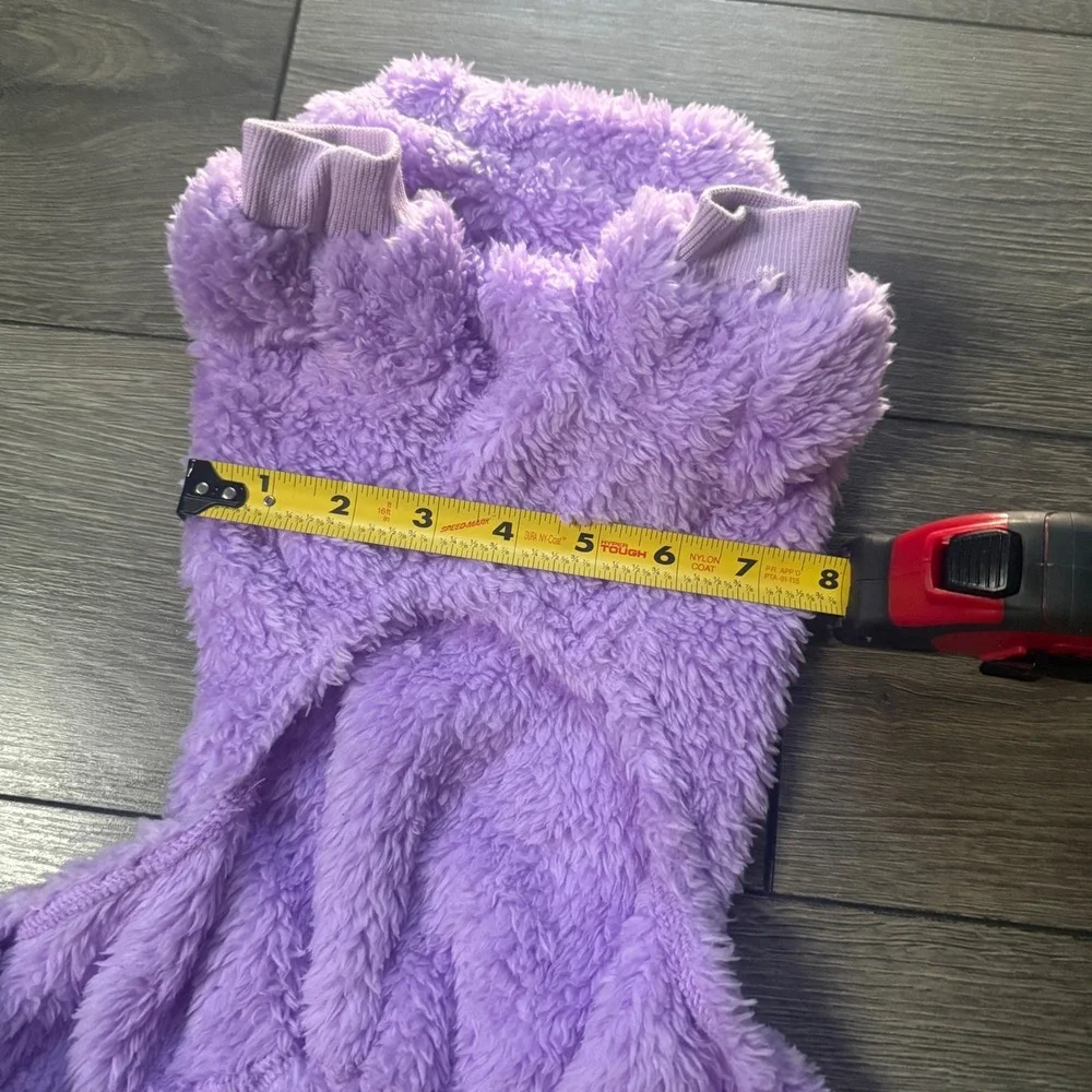 Purple Fleece Pet Pajamas Soft Sherpa Dog Jumpsuit Medium Lavender 4-Leg